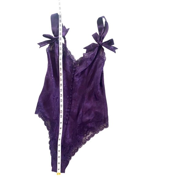 Victorias Secret Small Vintage Purple Satin & Lace Bodysuit Bows Sexy Gold Label - Picture 8 of 16